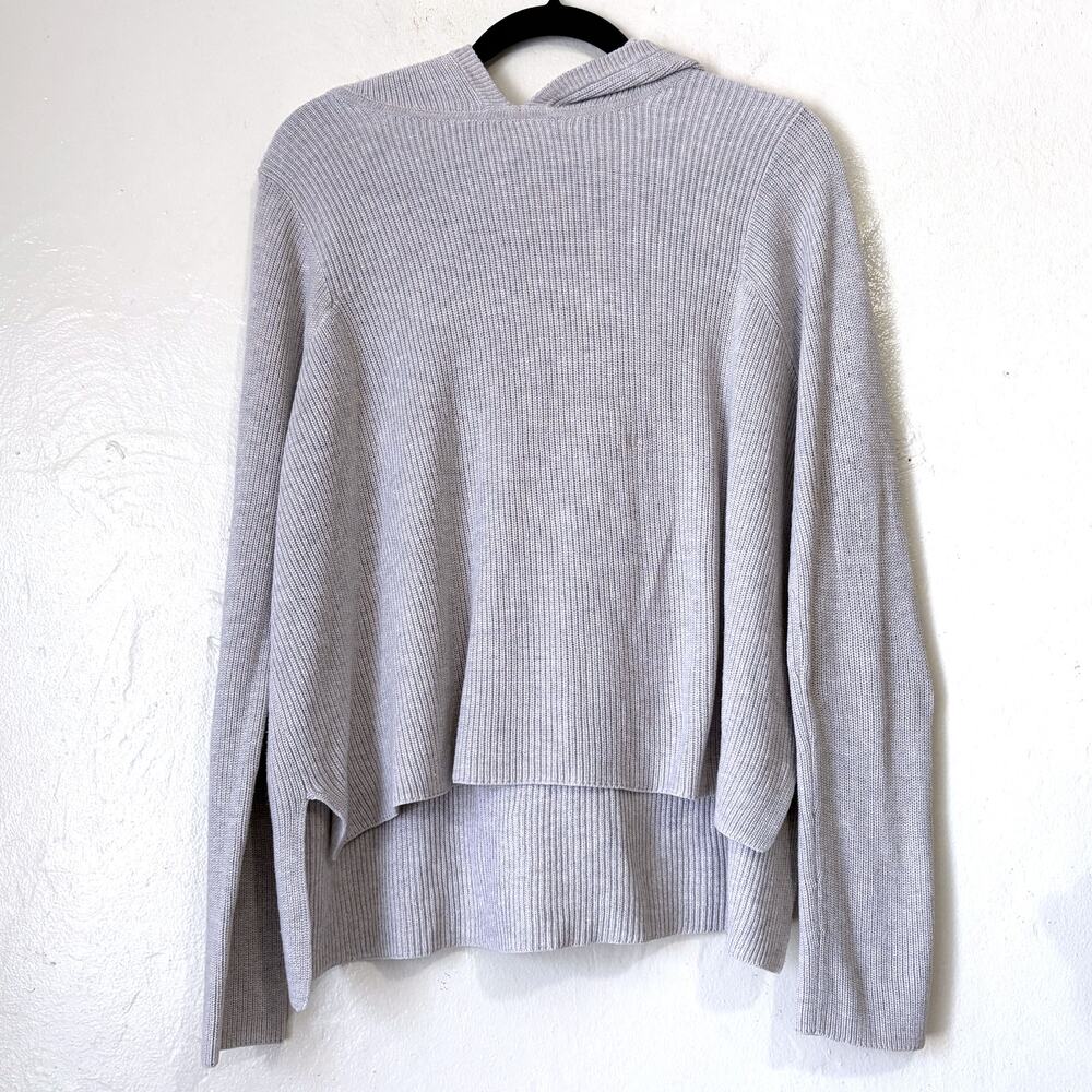 ATHLETA Pima Cotton Silk Hoodie Sweater Gray Size M